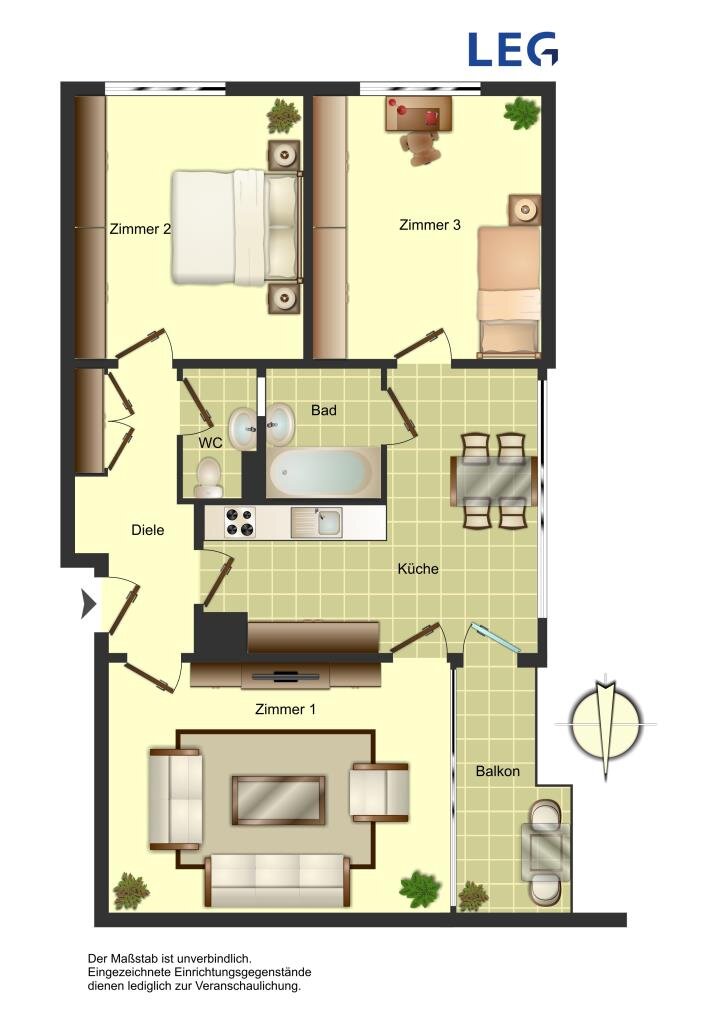 Wohnung zur Miete 440 € 3,5 Zimmer 72,2 m²<br/>Wohnfläche 2. Stock<br/>Geschoss 30.08.2024<br/>Verfügbarkeit Eichenstraße 8 Unna - Mitte Unna 59423