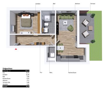 Wohnung zum Kauf 275.500 € 2 Zimmer 65,3 m² Greven Greven 48268