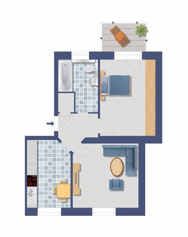 Wohnung zum Kauf Provisionsfrei 69.400 € 2,5 Zimmer 47,8 m² Erdgeschoss Rosenbergstraße 20 Hüttenheim Duisburg 47259