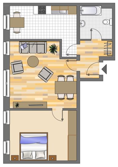 Wohnung zur Miete 469 € 2 Zimmer 59,7 m² 2. Geschoss frei ab 21.02.2025 Thorner Straße 25 Sodingen - Kern Herne 44627