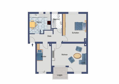 Wohnung zum Kauf provisionsfrei 225.000 € 4,5 Zimmer 77,2 m² 1. Geschoss Frankenstraße 21 Gremberghoven Köln 51148