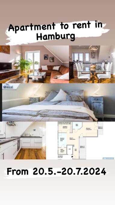 Penthouse zur Miete 1.000 € 2,5 Zimmer 84 m² 4. Geschoss Simrockstrasse Iserbrook Hamburg 22589