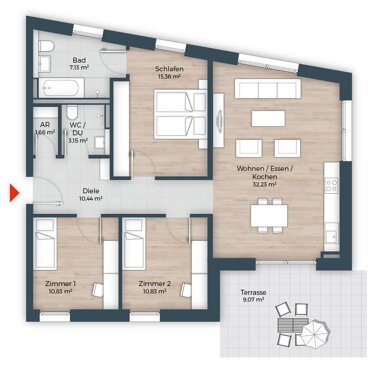 Terrassenwohnung zum Kauf Provisionsfrei 884.950 € 4 Zimmer 100,5 m² Erdgeschoss Großreuther Straße 165 Marienberg Nürnberg 90425