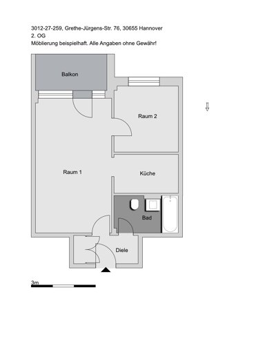 Wohnung zur Miete 463 € 2 Zimmer 48,6 m² 2. Geschoss Grethe-Jürgens-Str. 76 List Hannover 30655