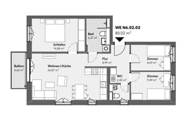 Wohnung zur Miete 1.766,38 € 4 Zimmer 80,3 m² 2. Geschoss Gatow Berlin 14089