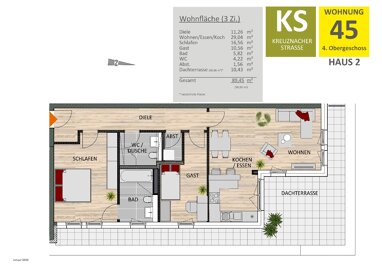 Wohnung zur Miete 2.240 € 3 Zimmer 89,5 m² 4. Geschoss Raderberg Köln 50968