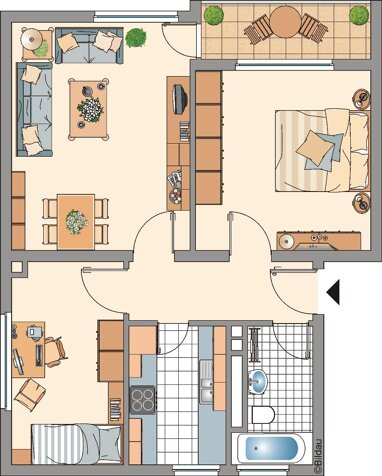 Wohnung zur Miete 359 € 3 Zimmer 58,8 m² Erdgeschoss Krachtstraße 35 Bismarck Gelsenkirchen 45889