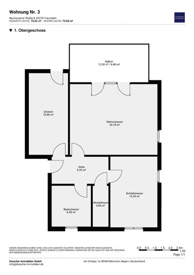 Wohnung zum Kauf provisionsfrei 444.900 € 3 Zimmer 72 m² 1. Geschoss Kammer Traunstein 83278