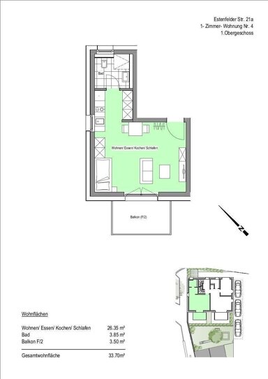 Wohnung zum Kauf provisionsfrei 189.000 € 1 Zimmer 33,7 m² frei ab sofort Versbach Würzburg 97078