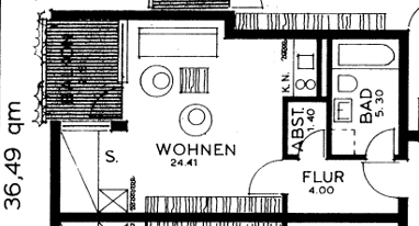 Wohnung zur Miete 495 € 1 Zimmer 36,5 m² 3. Geschoss Ringelbach Reutlingen 72762