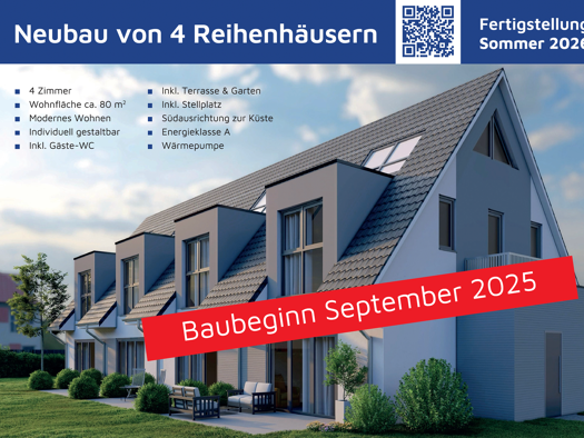 Reihenmittelhaus zum Kauf - Erstbezug 479.000 € 4 Zimmer 77,6 m² 109 m² Grundstück Gollendorf Fehmarn 23769