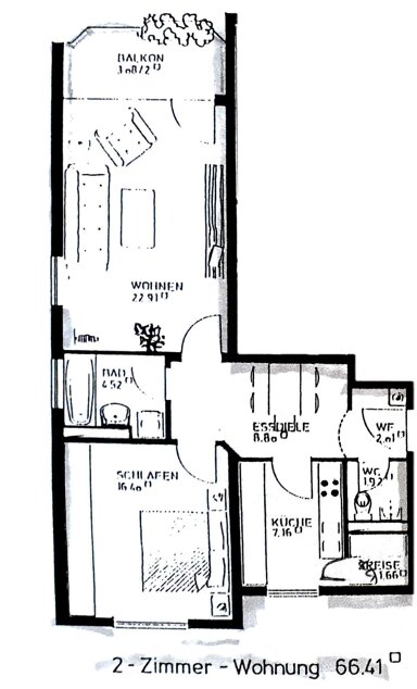 Wohnung zur Miete 800 € 2 Zimmer 66,4 m² Geschoss 1/4 Wetzendorf Nürnberg 90425