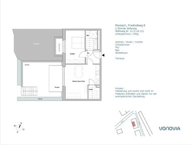 Wohnung zur Miete 649,92 € 2 Zimmer 58,7 m² Friedhofweg 8 Neckarelz Mosbach 74821