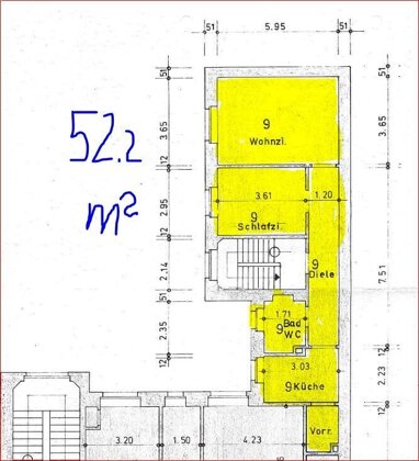 Wohnung zur Miete 520 € 2 Zimmer 52,2 m² 2. Geschoss Roonstr. 34 WE 9 Mitte 1 Koblenz 56068