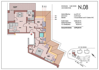 Wohnung zur Miete 1.090 € 3 Zimmer 87 m² Much Much 53804