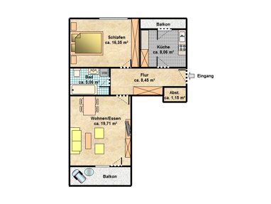Wohnung zur Miete 650 € 2 Zimmer 65 m² 4. Geschoss Sieglitzhof Erlangen 91054