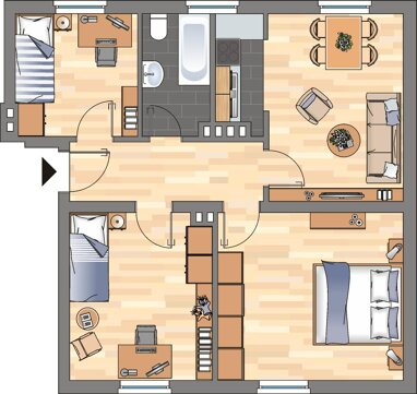 Wohnung zur Miete 409 € 3 Zimmer 60 m² 1. Geschoss Braunschweigstraße 27 Fedderwardergroden Wilhelmshaven 26388