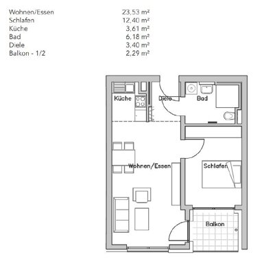 Wohnung zur Miete 700 € 2 Zimmer 51 m² 3. Geschoss Ladenburg 68526