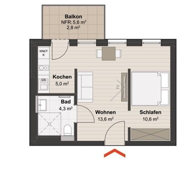 Apartment zur Miete 450 € 1,5 Zimmer 36,3 m² Friedrich-Rückert- Straße 1 Hildburghausen Hildburghausen 98646
