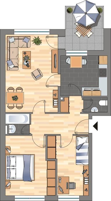 Wohnung zur Miete 485 € 3 Zimmer 64,6 m² 2. Geschoss Zum Heidgarten 4 Vorsfelde Wolfsburg 38448