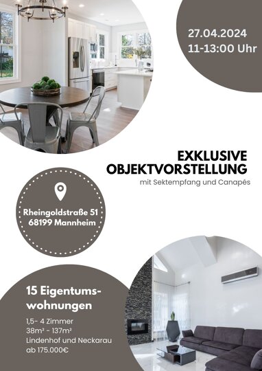 Wohnung zum Kauf 199.900 € 2 Zimmer 44 m² 3. Geschoss Neckarau - Mitte Mannheim 68199