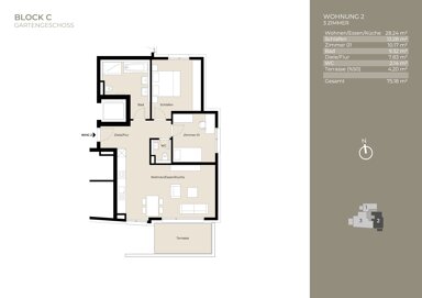 Wohnung zur Miete 1.355 € 3 Zimmer 75,2 m² frei ab sofort Plieningen Stuttgart 70599