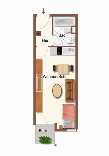 Apartment zum Kauf 91.000 € 1 Zimmer 26 m² 1. Geschoss Muggenhof Nürnberg 90429