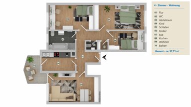 Wohnung zur Miete 810 € 4 Zimmer 97,7 m² 2. Geschoss Eschlestraße 2/2 Bad Waldsee Bad Waldsee 88339