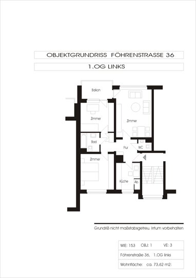 Wohnung zur Miete 515,34 € 3 Zimmer 73,6 m² 1. Geschoss Föhrenstr. 36 Eversburg 40 Osnabrück 49090