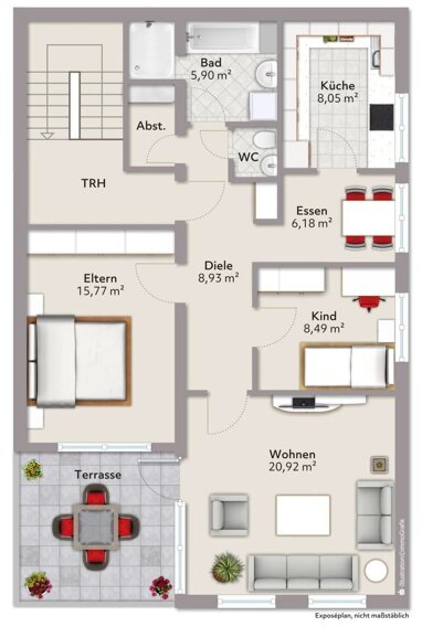 Wohnung zur Miete 800 € 3,5 Zimmer 82 m² 3. Geschoss Ludwig-Finckh-Weg Tuttlingen Tuttlingen 78532