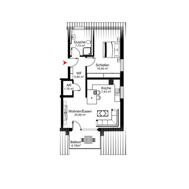 Wohnung zum Kauf provisionsfrei 309.000 € 2 Zimmer 62,5 m² 2. Geschoss Scheffelstraße 70a Bad Dürrheim Bad Dürrheim 78073