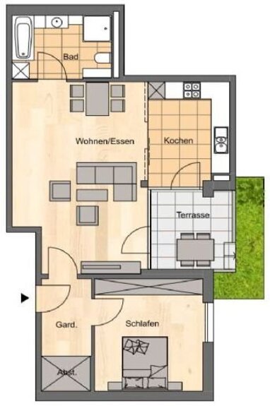 Terrassenwohnung zur Miete 1.080 € 2 Zimmer 80 m² Leibnizstr. 52 Zwätzen Jena 07743