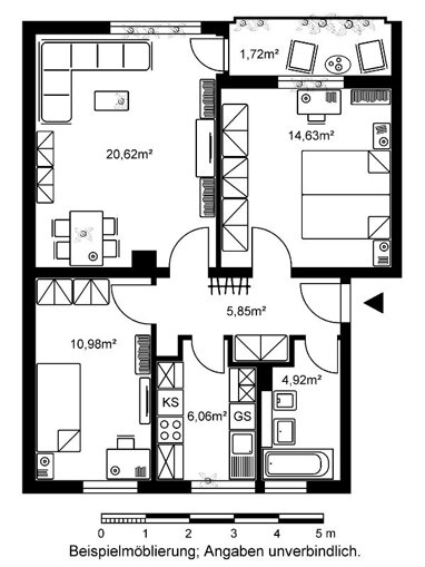 Wohnung zur Miete 770 € 3 Zimmer 64,8 m² Erdgeschoss Schützenstraße 8 Friedrichsdorf Friedrichsdorf 61381