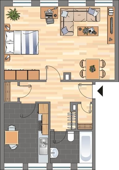 Wohnung zur Miete 419 € 2 Zimmer 50,5 m² 2. Geschoss Ostring 18 Gaarden - Süd / Kronsburg Bezirk 4 Kiel 24143