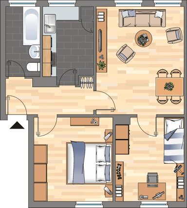 Wohnung zur Miete 356 € 3 Zimmer 56,2 m² 1. Geschoss Tilsiter Straße 31 Bant Wilhelmshaven 26389