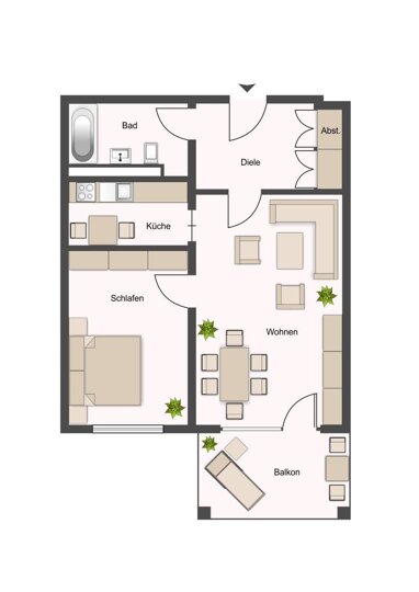 Wohnung zur Miete 716 € 2 Zimmer 60 m² 2. Geschoss Mittelfeld Lüneburg 21339