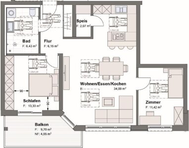 Wohnung zum Kauf Provisionsfrei 362.700 € 3 Zimmer 78 m² Bronnen Achstetten 88480