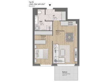 Wohnung zum Kauf 439.900 € 2 Zimmer 55,6 m² Rieglgasse 1 Wien 1210