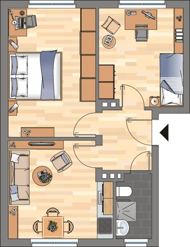 Wohnung zur Miete 329 € 2 Zimmer 48,2 m² Erdgeschoss Banter Weg 130 Bant Wilhelmshaven 26389