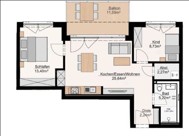 Wohnung zum Kauf 412.000 € 3 Zimmer 65,3 m² 2. Geschoss Unterliederbach Frankfurt am Main / Unterliederbach 65929