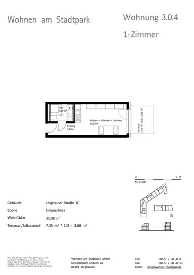 Wohnung zum Kauf provisionsfrei als Kapitalanlage geeignet 198.000 € 1 Zimmer 31,5 m² Unghauser Straße 10 Burghausen Burghausen 84489