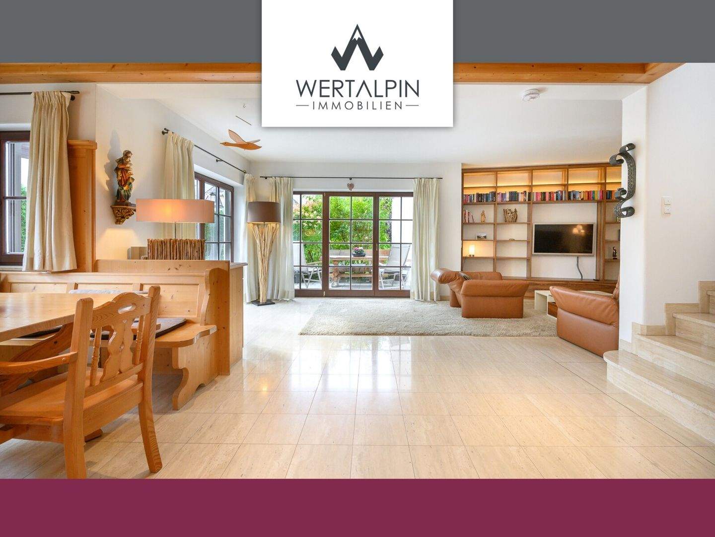 Stilvolles Wohnen: Anbauhaus zentral u. ruhig in Garmisch-Partenk.! Kamin, Garten, Doppelgarage