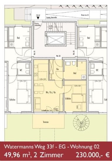 Wohnung zum Kauf Provisionsfrei 238.000 € 2 Zimmer 50 m² Erdgeschoss Wattenscheid - Mitte Bochum 44866