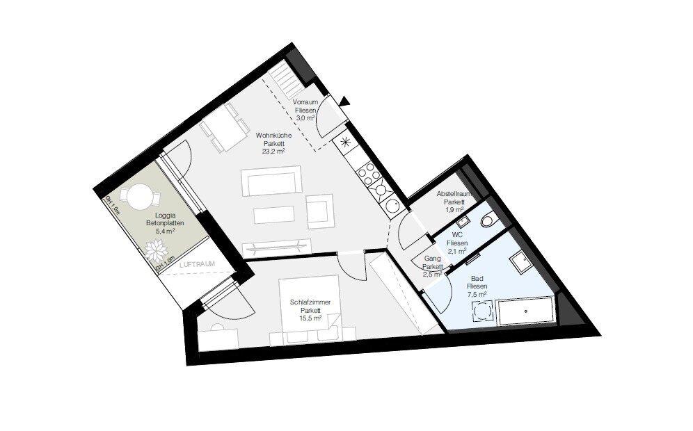 Wohnung zur Miete 612,37 € 2 Zimmer 55,7 m² 2. Geschoss Wiener Neustadt 2700