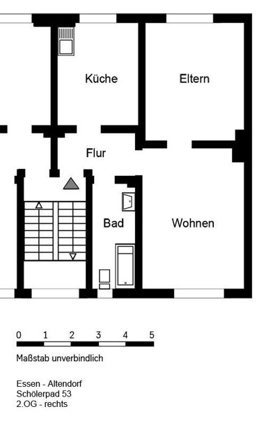 Wohnung zur Miete 439 € 2,5 Zimmer 57,3 m² 2. Geschoss Schölerpad 53 Altendorf Essen 45143