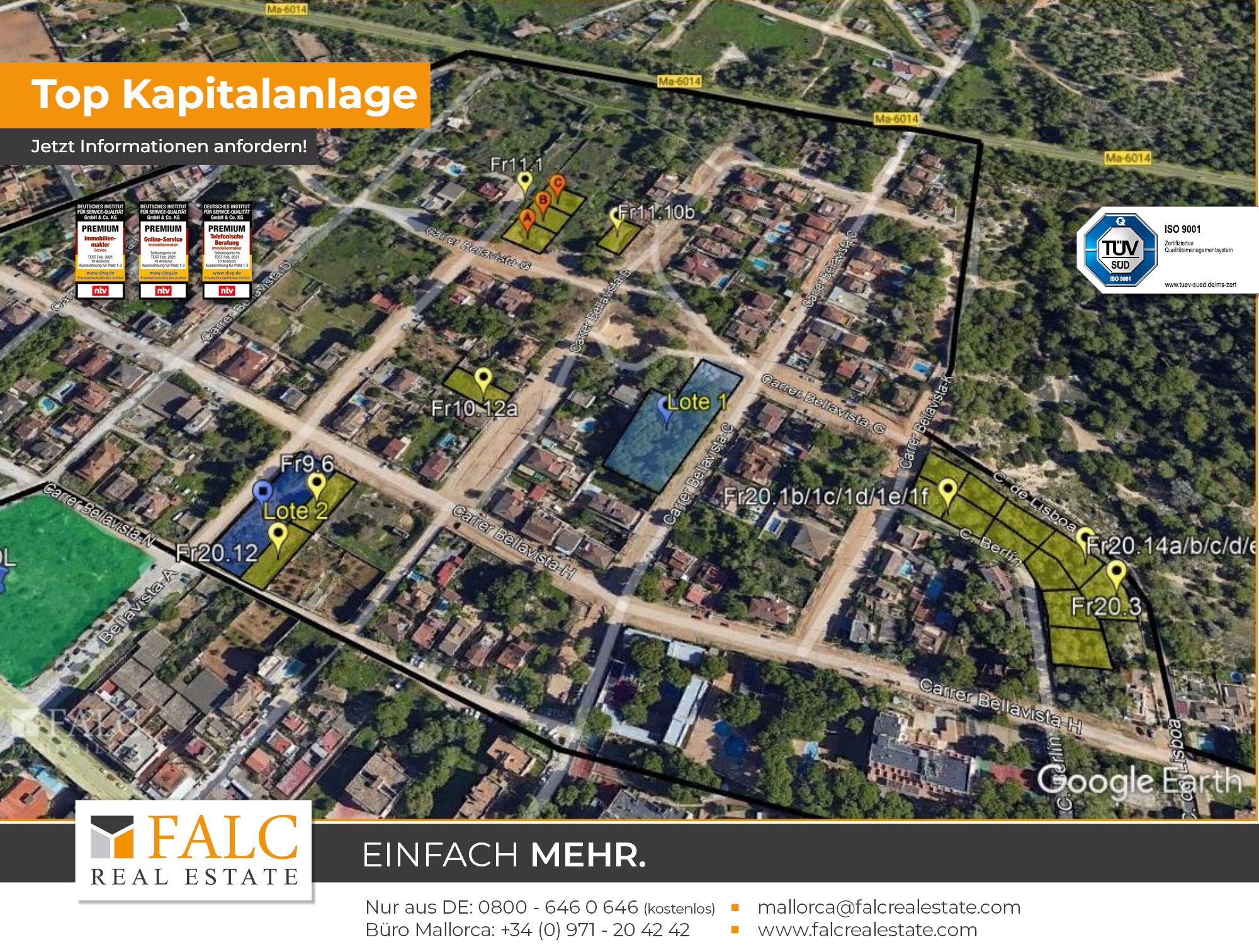 Freizeitgrundstück zum Kauf provisionsfrei 311.272,50 € 403,2 m²<br/>Grundstück Palma de Mallorca 07600