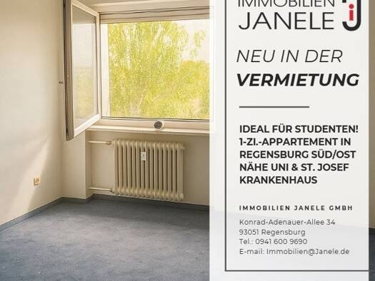 Studio zur Miete 340 € 1 Zimmer 20 m² frei ab sofort Kasernenviertel Regensburg 93053