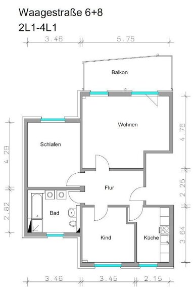 Wohnung zur Miete 561,14 € 3 Zimmer 82,5 m² 4. Geschoss Waagestraße 6 Neu Reform Magdeburg 39118