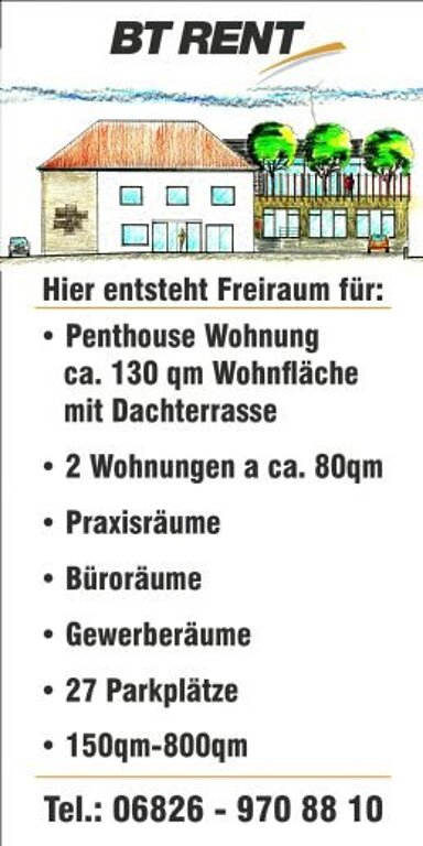 Büro-/Praxisfläche zur Miete provisionsfrei teilbar von 150 m² bis 800 m² Raiffeisenstraße 2 Urexweiler Marpingen 66646