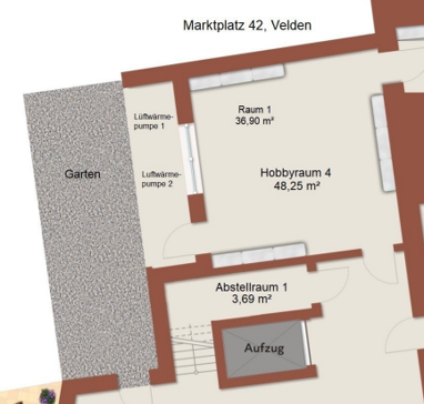 Immobilie zur Miete Provisionsfrei 140 € 1 Zimmer 48,3 m² Marktplatz 42 Velden Velden 84149